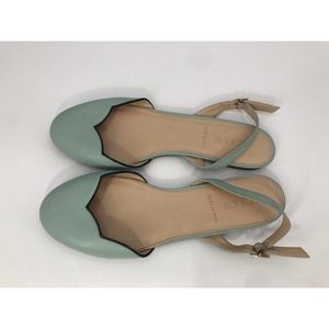 J.Crew Mint Green Leather Slingback Ballet Flats Size 6 r